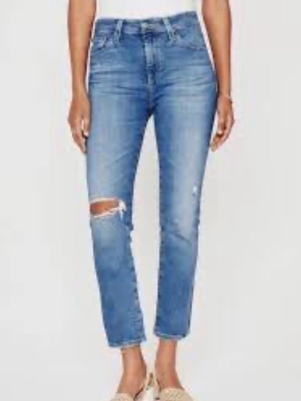 AG Mari Aged Denim High Rise Crop Slim Straight Jeans | 30